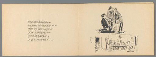 Kneeling man and company in an interior