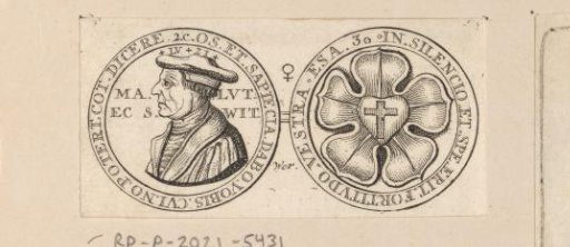 Obverse and reverse of a medal with the portrait of Martin Luther