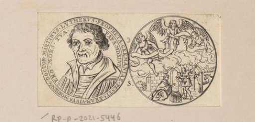 Obverse and reverse of a medal with the portrait of Martin Luther and the Nativity
