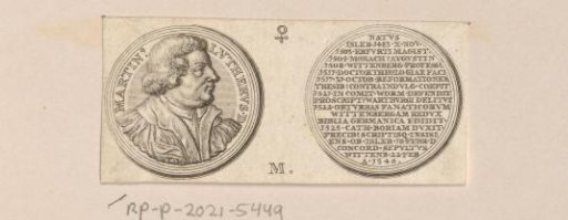 Obverse and reverse of a medal with the portrait of Martin Luther and text in Latin