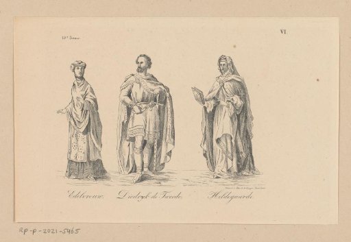 Noblewoman, Dirk II and Hildegard of Flanders in clothing from the tenth century