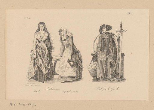 Burgherwomen and Philip the Good in clothing from the fifteenth century