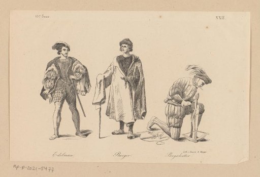 Nobleman, citizen and crossbowman in clothing from the sixteenth century