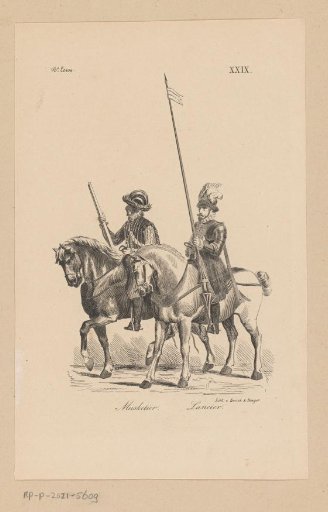 Musketeer and lancer in sixteenth-century dress
