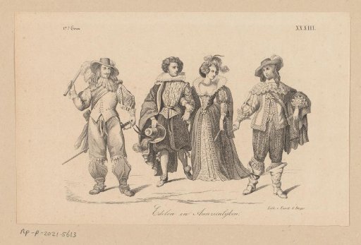 Four figures in seventeenth-century clothing