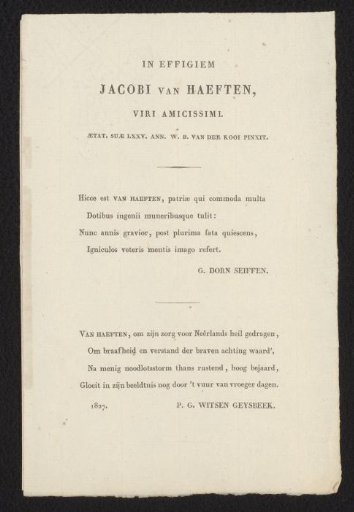 Text Plate to a Portrait of Jacob van Haeften