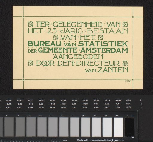 Map in honor of the 25th anniversary of the Bureau of Statistics of the Municipality of Amsterdam