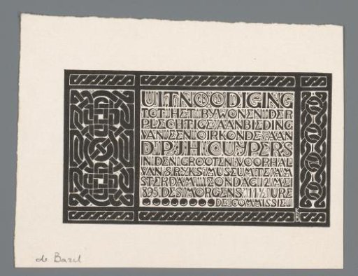 Invitation to the presentation of a certificate to Pierre Cuypers