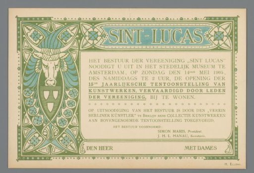 Invitation to the opening of an exhibition of works by members of the Artists' Association Saint Luke