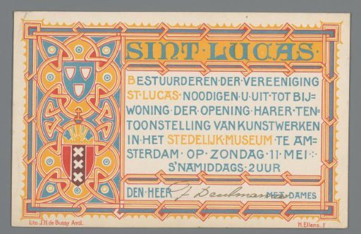 Invitation to the opening of an exhibition of works by members of the Artists' Association Saint Luke