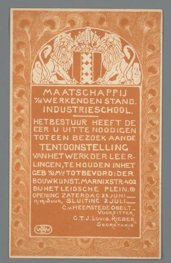 Invitation to the exhibition of work by the pupils of the Industrial School Department of the Society for the Working Class