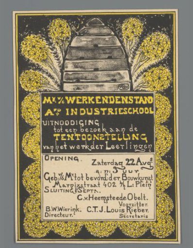 Invitation to the exhibition of work by the pupils of the Industrial School Department of the Society for the Working Class