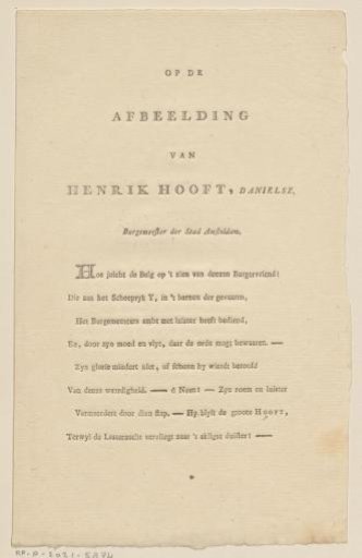 Caption for a portrait of Hendrik Danielsz. Hooft