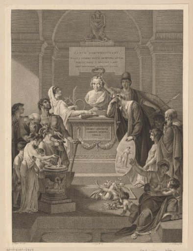 Allegorical representation with a monument for Jan Nieuwenhuyzen