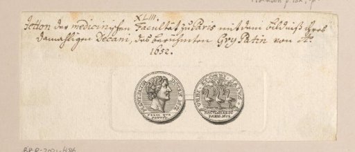 Obverse and reverse of a medal with the portrait of Guy Patin