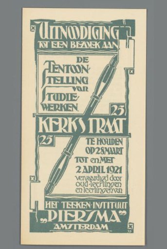 Invitation to the 'Exhibition of Study Works' by pupils and former pupils of the drawing institute Piersma