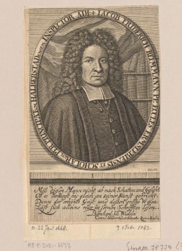 Portrait of Jacob Friedrich Reimmann