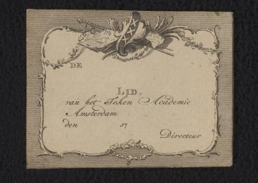 Membership certificate of the Drawing Academy Amsterdam