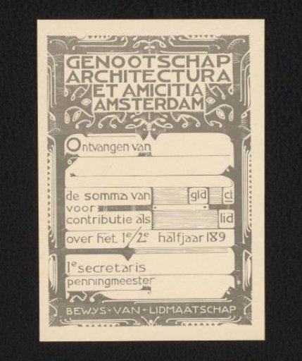 Receipt of Architectura et Amicitia