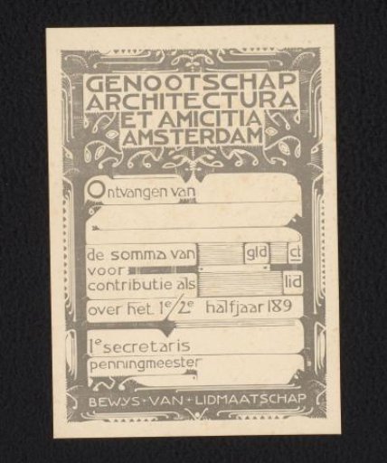 Receipt of Architectura et Amicitia