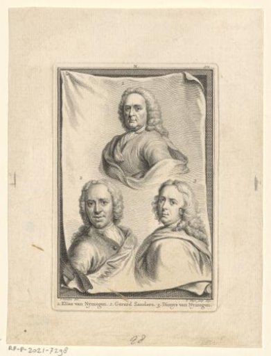 Portrait of Elias van Nijmegen, Gerard Sanders and Dionys van Nijmegen