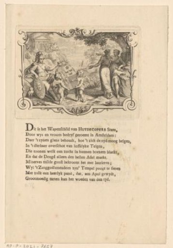 Allegorical representation with the coat of arms of the Huydecoper family