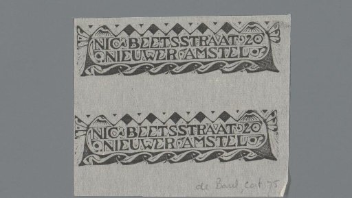 Address card for the studio of Mathieu Lauweriks and Karel de Bazel