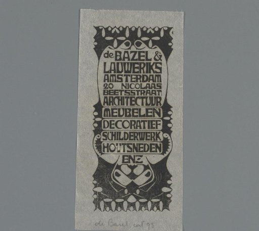Visiting card for the studio of Karel de Bazel and Mathieu Lauweriks