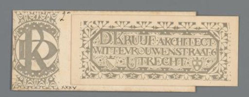 Business card and envelope of D. Kruijf, architect