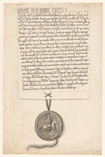 Paper with Gifts from Dirk VII of Holland and Aleid of Cleves to the Abbey at Rijnsburg, 1199