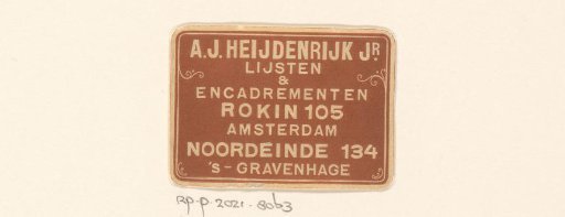 Label of frame maker A.J. Heijdenrijk Jr.