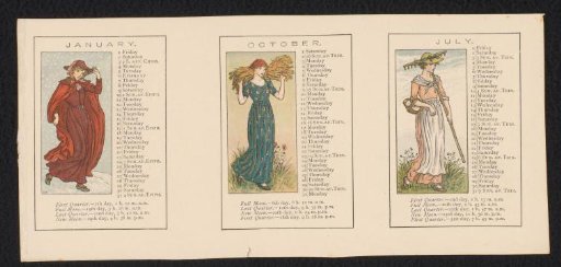 Six proof impressions for 'Kate Greenaway's Almanack for 1892'