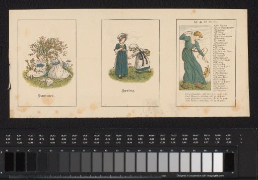Six proof impressions for 'Kate Greenaway's Almanack for 1892'