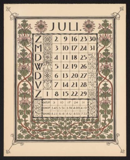 Calendar page for July 1899