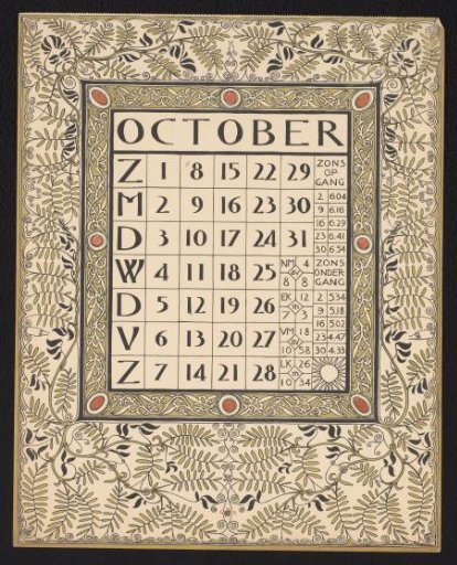 Calendar page for October 1899