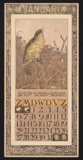 Calendar page for January 1907 with a Nightingale