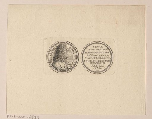 Obverse and reverse of a medal with a portrait of Johann Jakob Scheuchzer at the age of 60
