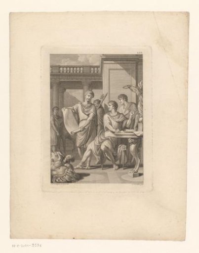 Germanicus unrolls a paper