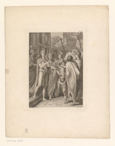Two Germans kneel before Germanicus