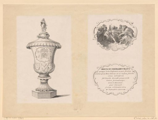 Silver cup and vignette with a man rejecting gifts