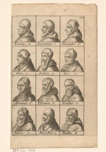 Portraits of twelve popes from Sixtus IV to and including Paulus IV