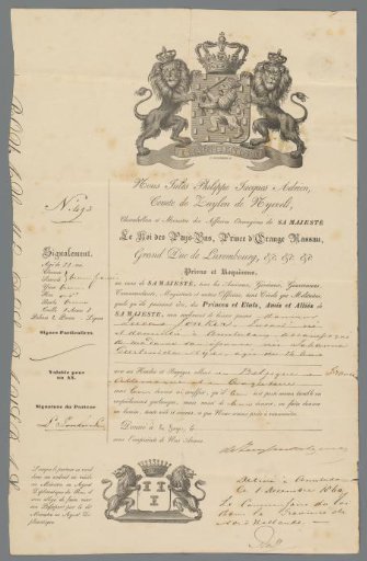 Passport of Lucas Jonker Lucasz. and his wife Geertruida Nije