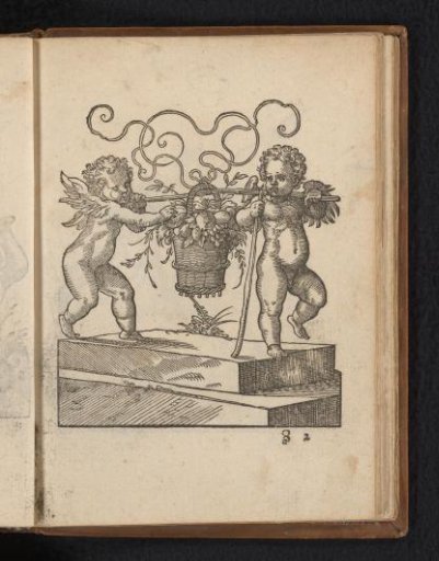 Two putti with a flower basket