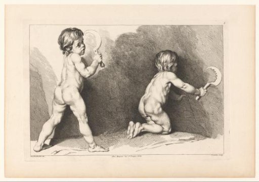 Two boys busy with a sickle