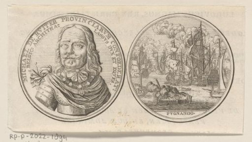 Obverse and reverse of a medal with the portrait of Michiel Adriaenszoon de Ruyter