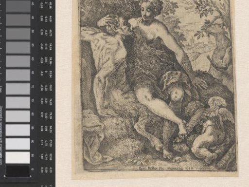 Nymph on a Satyr's Lap, Cupid at Her Feet