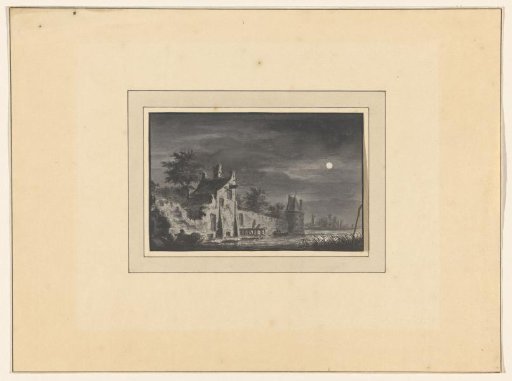 Night Landscape with a City Wall by the Water