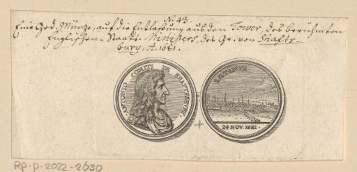 Obverse and reverse of a medal with the portrait of Anthony Ashley Cooper