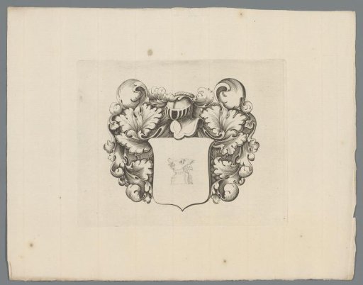 Empty coat of arms crowned with a helmet