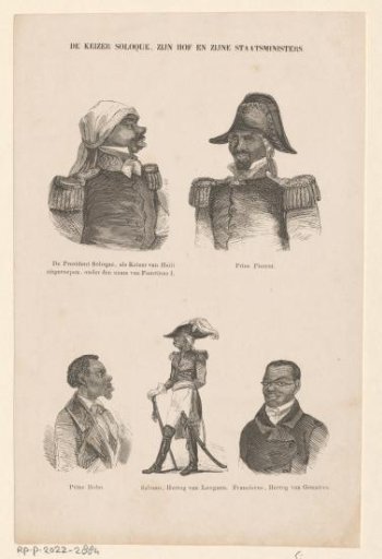 Portraits of Faustin Soulouque, Jean-Louis Pierrot, Prince Bobo, Salomo, Duke of Léogâne, and Franciscus, Duke of Gonaïves